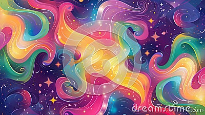 Abstract pattern with curbed flows and stars background image, ai generated Cartoon Illustration