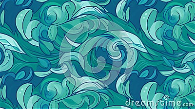 Generative AI, An abstract pattern with swirling lines in shades of blue and green Stock Photo