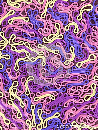 Abstract pattern of flexible elastic shapes. 3d rendering digital illustration Cartoon Illustration