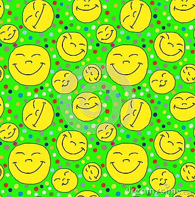 Abstract pattern of funny smileys confetti Stock Photo