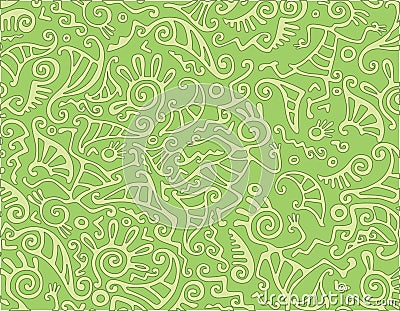 Abstract pattern with funny strange cartoon characters in cave p Vector Illustration