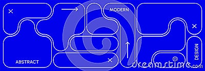 Abstract Pattern with Geometric Linear Shapes. Vector Y2K Minimal Graphic. Futuristic Bento Grid Poster. Simple UI Vector Illustration