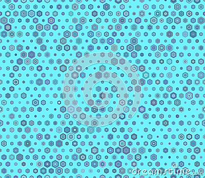 Abstract pattern of hexagon shapes. Multicolored geometric elements of varied size Vector Illustration