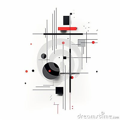 Suprematism Vector: Red And Black Abstract Elements In Geometric Constructivism Style Stock Photo