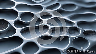 Abstract pattern of interconnected cells, showcasing a fluid shape and smooth texture in shades of blue and gray Stock Photo