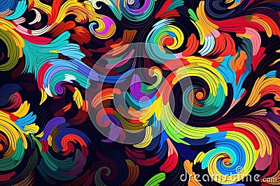 abstract pattern with psychedelic swirls of colors and shapes Stock Photo