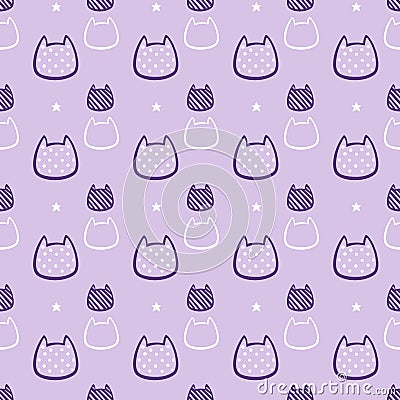 Abstract pattern on a purple background, the silhouette resembles a cat`s faces Editorial Stock Photo
