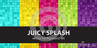 Abstract pattern set Juicy Splash. Vector seamless backgrounds Vector Illustration