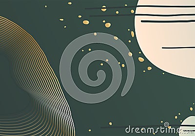Abstract pattern vector background. Minimal cosmos banner design with wave lines, sun, moon, star. Trendy geometric Vector Illustration