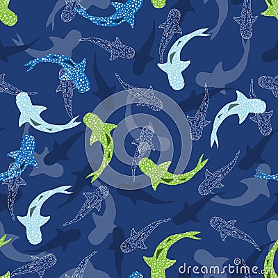 Abstract pattern with whale shark Vector Illustration