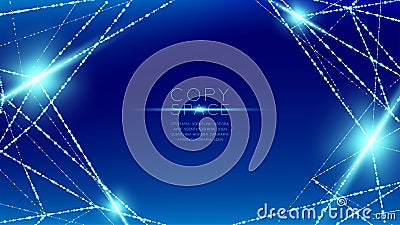Abstract pattern wireframe polygon bokeh light frame structure and lens flare, Blockchain cryptocurrency concept design illustrati Vector Illustration