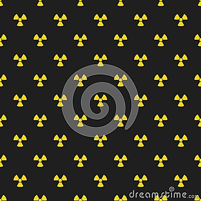 Abstract pattern. Yellow marks of radiation on a black background. Irradiation. Dangerous area. Vector illustration in a flat styl Cartoon Illustration