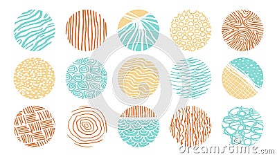 Abstract patterns. Round line texture, modern doodle art, contemporary spiral brush design. Sand desert and water symbol Vector Illustration