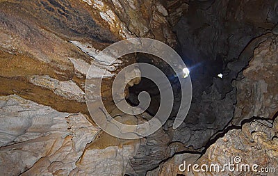 Abstract Patterns in Sedimentary Rocks in Limestone Caves - Baratang Island, Andaman Nicobar, India Stock Photo