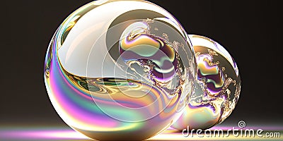 Abstract pearlescent glass marble ball with shiny iridescent colors. Glowing orb luxury beauty. Stock Photo