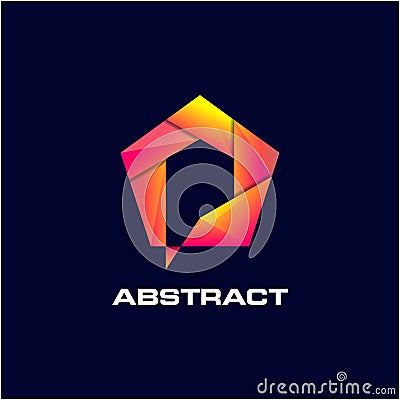 Abstract Pentagon awesome Gradient logo Vector Illustration