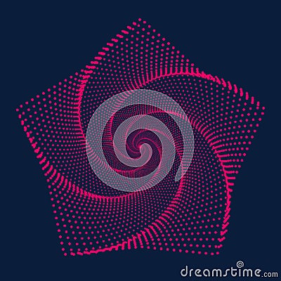 Abstract pentagon with halftone dots design. digital purple flower pattern Vector Illustration