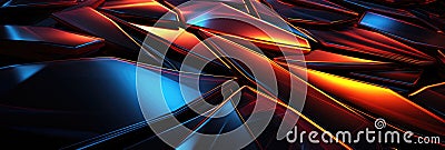 Abstract Pentagon Shape Blue Red Yellow Colours On Black Background Stock Photo