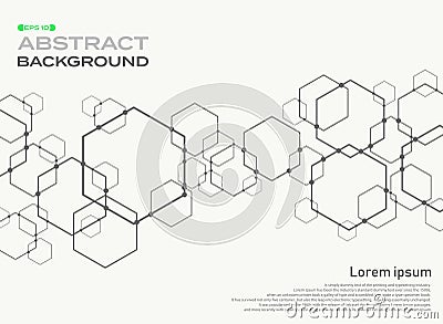 Abstract of pentagon shape pattern connection background with sp Vector Illustration