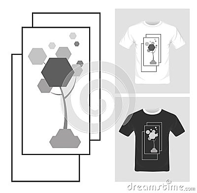 Abstract pentagon tree vector. T-shirt graphic design Vector Illustration