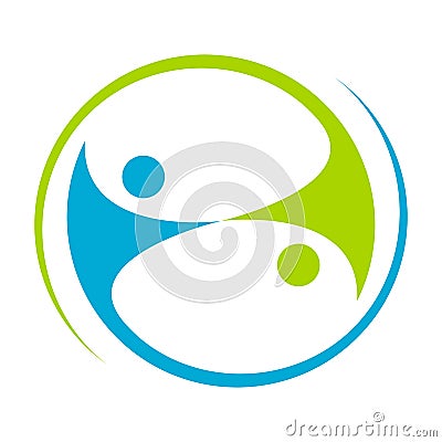 Abstract people cooperation - team work icon Vector Illustration