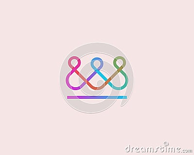 Abstract people crown linear logo. Creative queen king symbol. Family community cooperation logo concept. Vector Vector Illustration