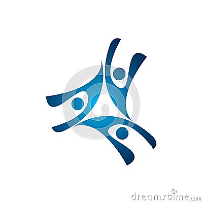 abstract people group vector logo. also represents people holding hands, bonding, friendship, children or kids, sign and symbol Vector Illustration