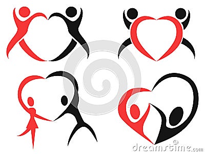 Abstract people heart symbol Vector Illustration