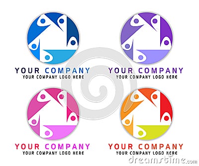 Abstract people logo set for business company. Technology, Social Media Logotype idea. People connect, Circle, team work logo Stock Photo