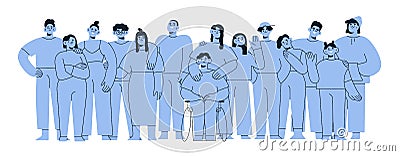Abstract people together, group portrait. Inclusive society, social community. Equality, unity concept. United similar Vector Illustration