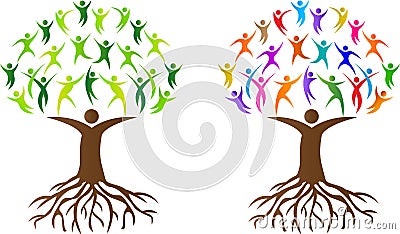 Abstract people tree with root Vector Illustration