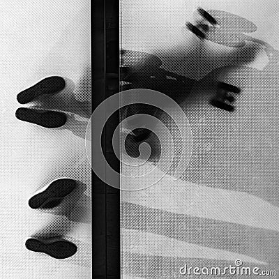 Abstract people walking on a glass floor Stock Photo