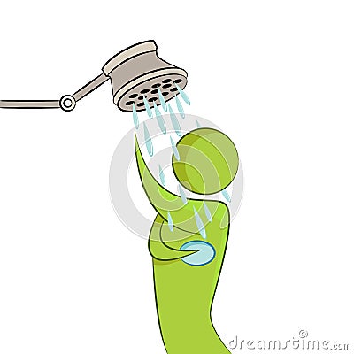 Abstract Person Taking Shower Vector Illustration