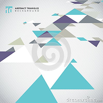 Abstract perspective modern cool color triangles pattern element Vector Illustration