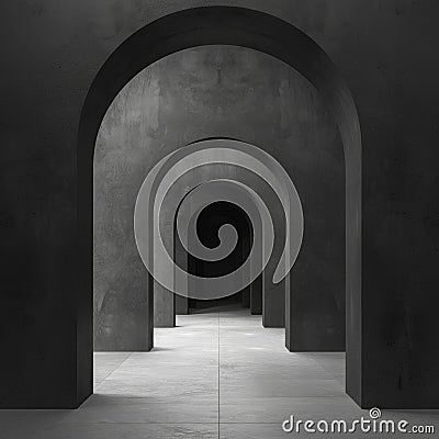 Abstract perspective of repetitive archways Stock Photo