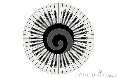 Abstract piano keys radially arranged Cartoon Illustration