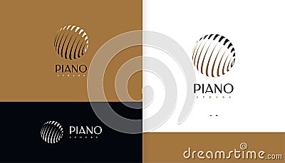 Abstract Piano Logo with Sphere Concept. Piano Pictogram Logo or Icon. Suitable for Music Brand and Store Logo Vector Illustration