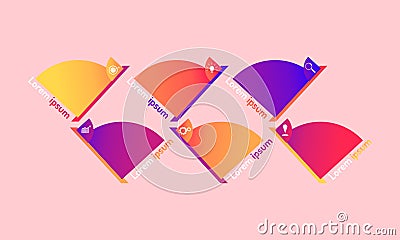 Abstract piece of circle data elements infographic modern design style with markpoint graph think search gear target icons. vector Vector Illustration