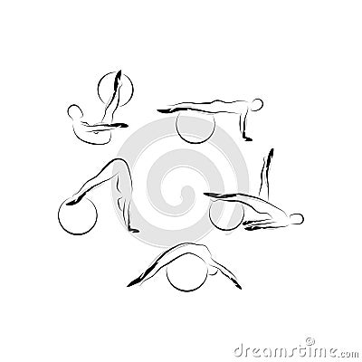 Abstract pilates poses Vector Illustration