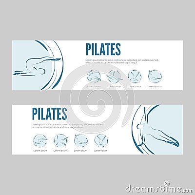 Pilates web banners vector template Vector Illustration