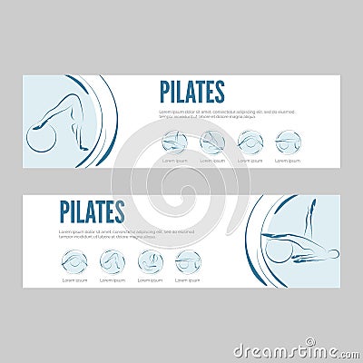 Pilates web banners vector template Vector Illustration