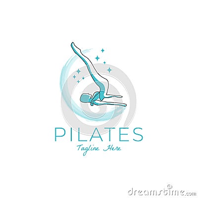 Abstract Pilates Yoga Logo Identity design Vector Illustration