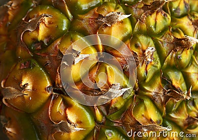 Abstract pineapple skin background texture.Cropped macro shot of pineapple tropical fruit peel close up. Stock Photo