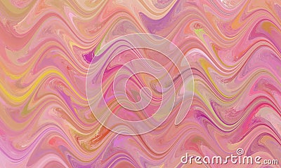 Abstract pink background with curving waves or ripples in striped wavy lines with smeared paint texture, flowing soft marbled patt Stock Photo