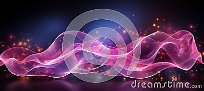 Abstract pink blue neon wave lines with bokeh lightsData transfer conceptDigital wallpaper. Stock Photo