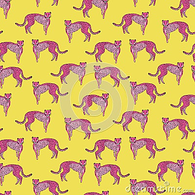 Abstract Pink cheetah pattern on yellow background Vector Illustration