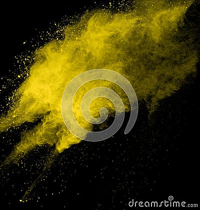 Abstract pink dust explosion on white background. abstract colored powder splatted on white background, Freeze motion of pink powd Stock Photo