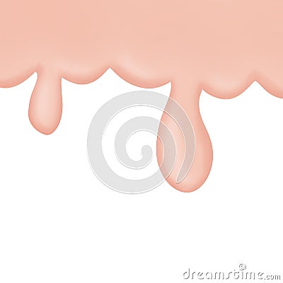 Abstract pink flowing fluid or melting cream down isolated on white background Stock Photo