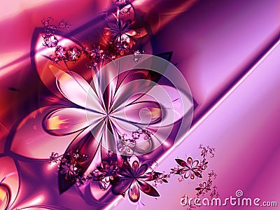 Abstract Pink Fractal Flower Background Stock Photo