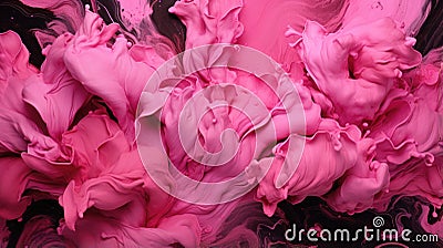 Abstract Pink Ink Explosions on Black Background Stock Photo